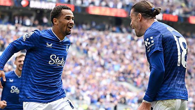 Everton player Jack grealish celebrate with teammate - Gettyimages