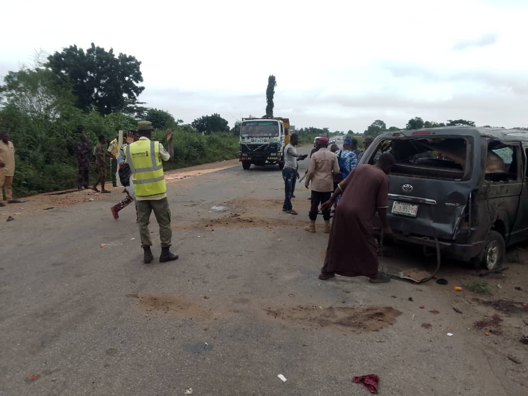 Scene of the accident that claimed six lives on Friday. Photo - Trace -Punchnewspaper