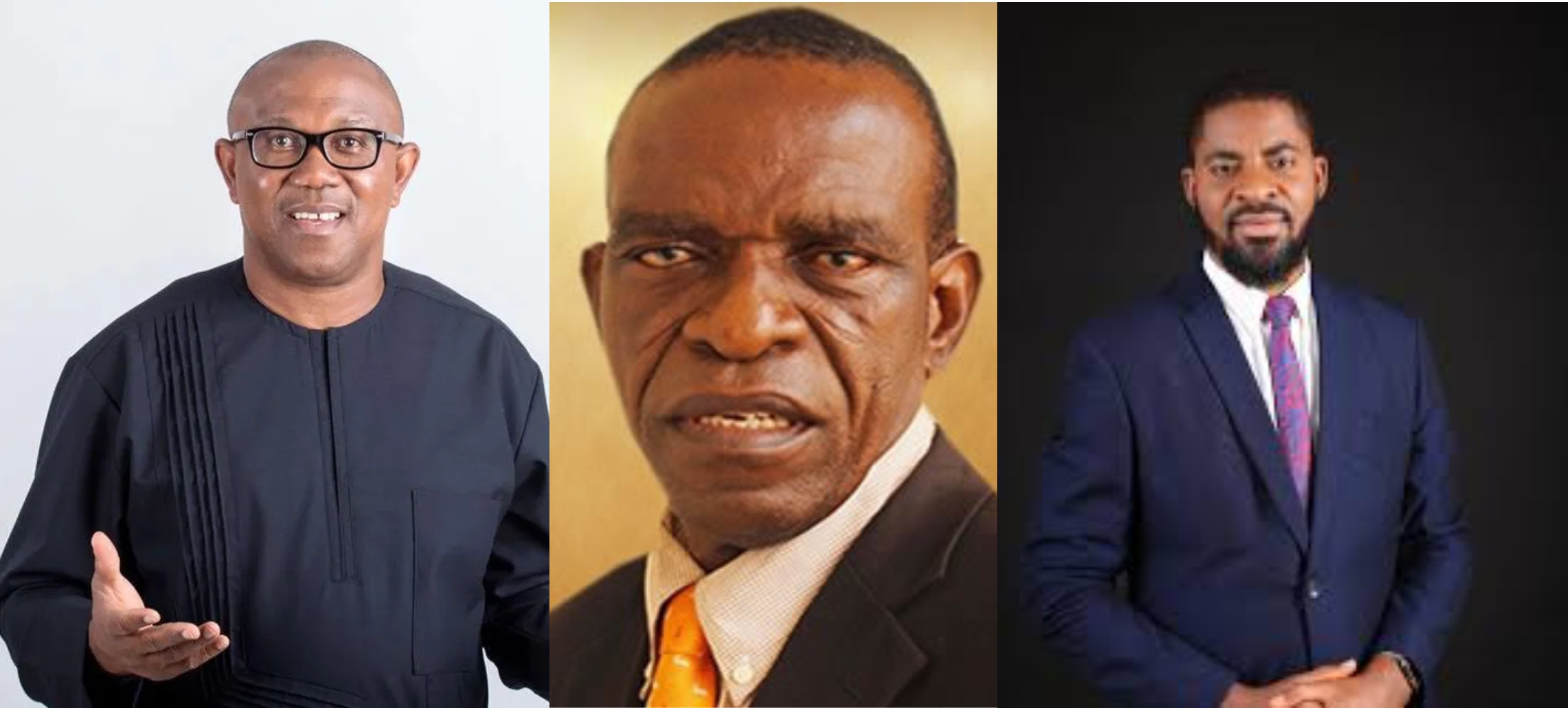 Deji Adeyanju, Peter Obi, Ike Abonyi photo collage