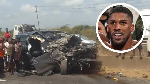 Anthony-Joshua-and-scene-of-crash-in-Nigeria